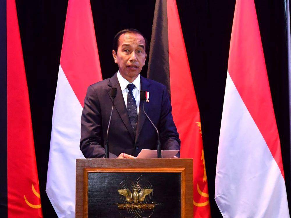 Presiden Jokowi melakukan pertemuan dengan Perdana Menteri (PM) Papua Nugini (PNG) James Marape di APEC Haus, pada Rabu (5/7/2023) (dok. Sekretariat Presiden)