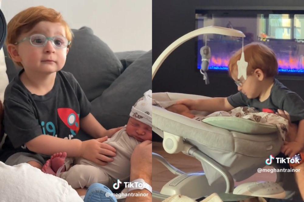 7 Momen Anak Pertama Meghan Trainor Bertemu Adik Bayinya