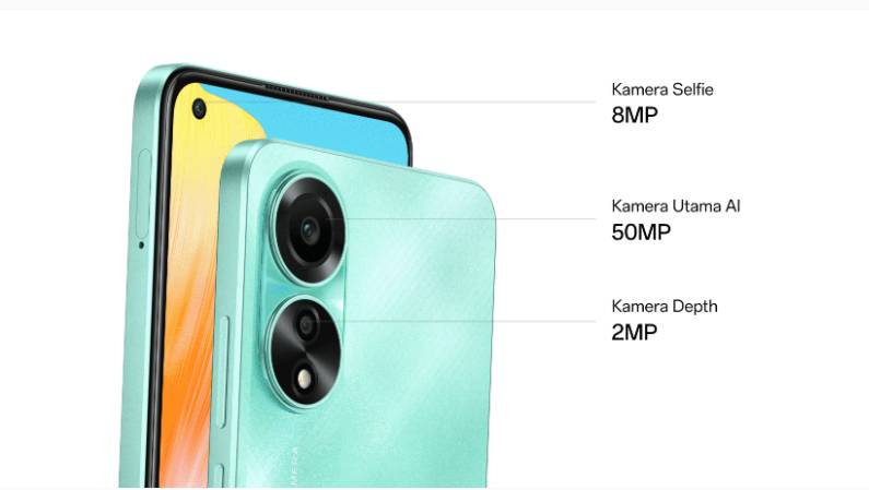 konfigurasi kamera belakang dan depan Oppo A78 4G (oppo.com)