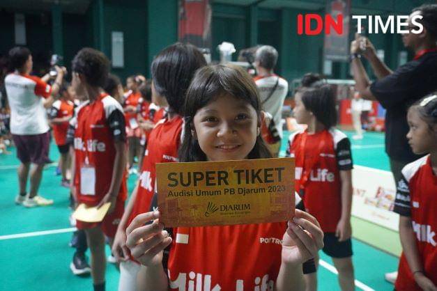 Peserta U-11 putri yang mendapat Super Tiket pilihan di Audisi PB Djarum 2023. (IDN Times/Tino).
