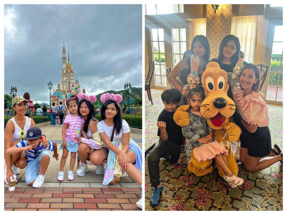 7 Momen Nadia Mulya Ajak Anak Liburan di Disneyland Hong Kong, Sibuk!