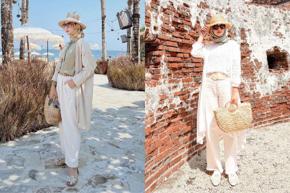 7 Style ke Pantai dengan Hijab ala Selebgram Indira Hapsari