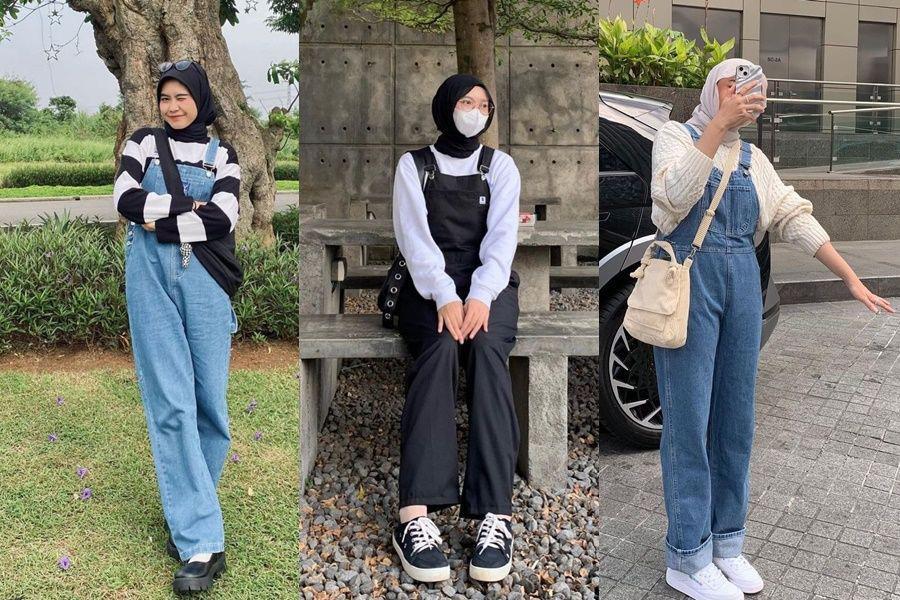 10 Ide Styling Overall dan Sweater, Gaya Santai Hijaber Modis