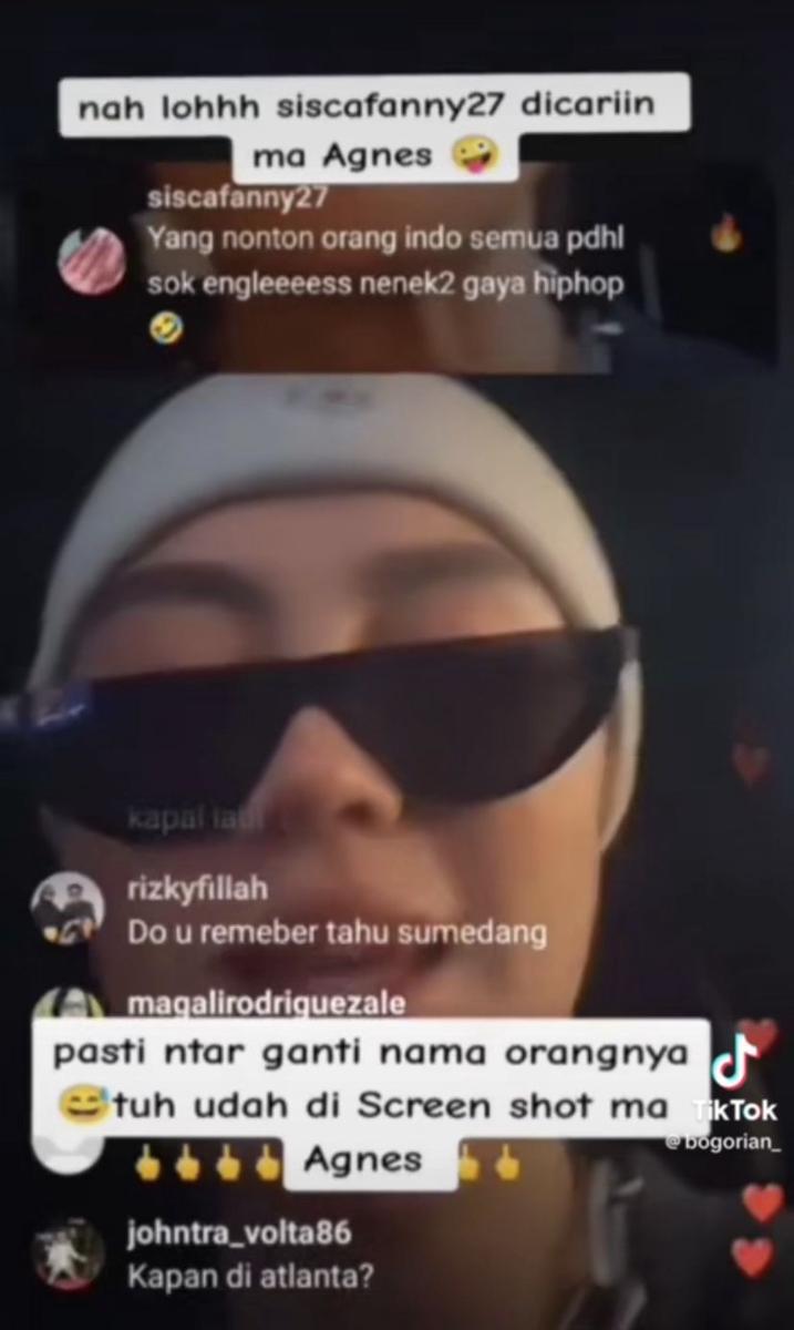 potret Agnez Mo saat live streaming (tiktok.com/bogorian_)