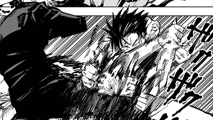 Toji menikam kaki Gojo. (dok. Shueisha/Jujutsu Kaisen)