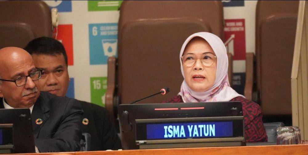 Isma Yatun di High-Level Event pada peluncuran SDG Report 2023 Special Edition di markas besar PBB New York, Senin (10/7). (Dok. BPK).