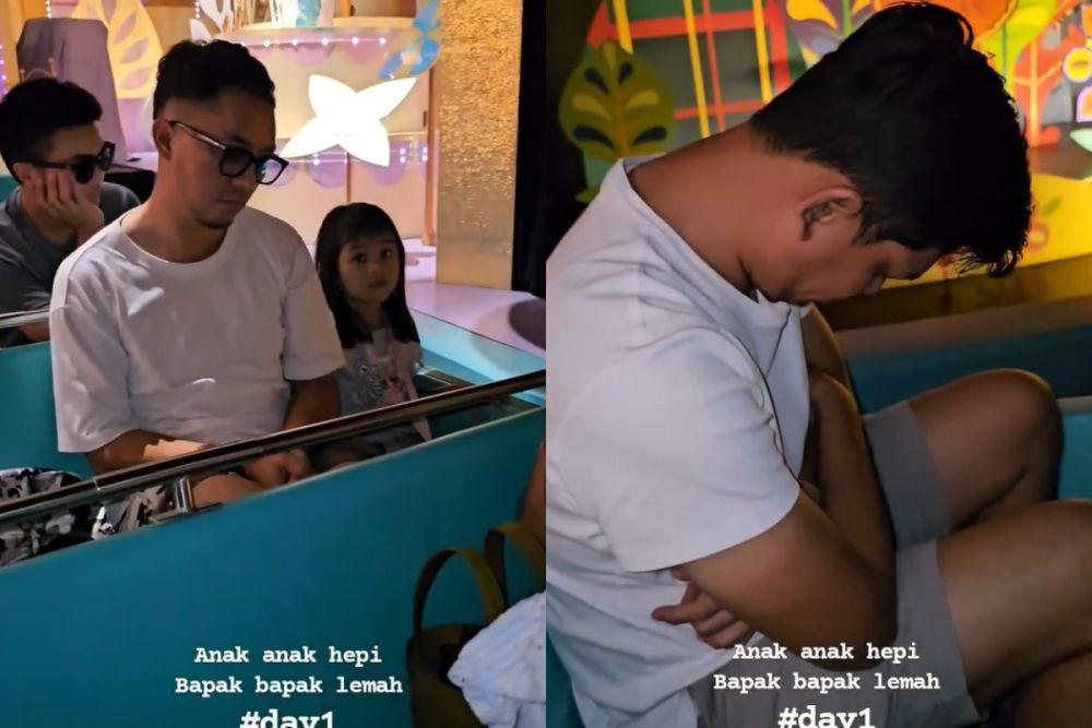 7 Momen Omesh dan Surya Insomnia Kompak Tidur di Wahana Disneyland!