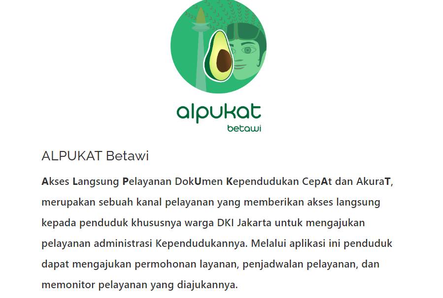 ilustrasi tampilan situs Alpukat Betawi (alpukat-dukcapil.jakarta.go.id/)
