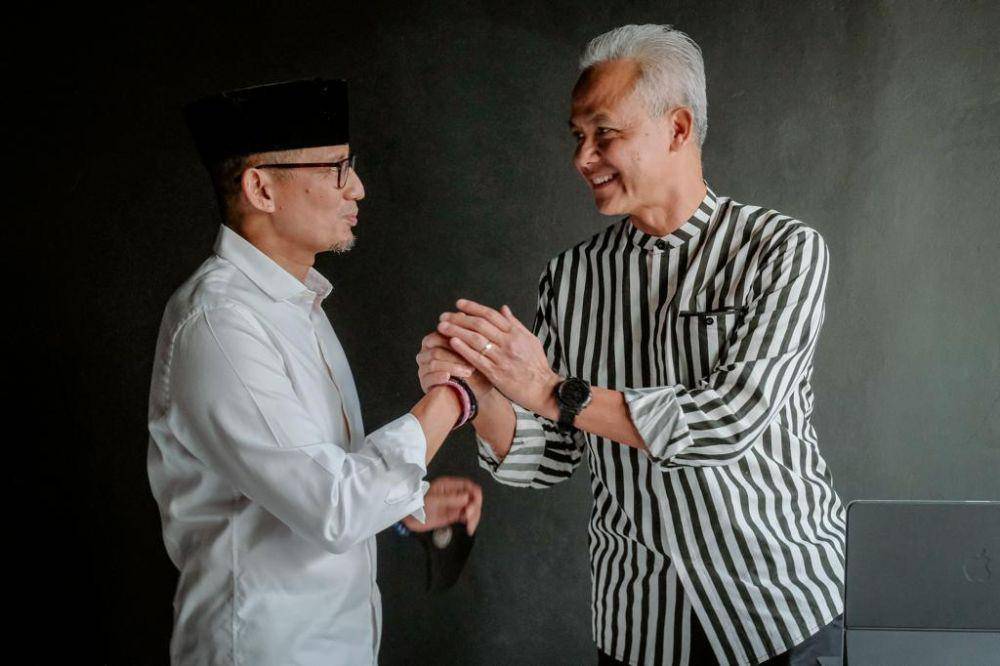 Bacapres dari PDIP Ganjar Pranowo dan Ketua Bappilu PPP, Sandiaga bertemu di podcast Kaesang Pangarep (dok. IDN Times/Istimewa)