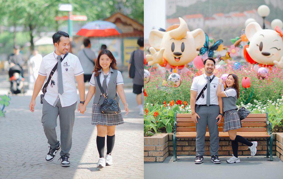 7 Potret Kiky Saputri dan Suami Cosplay Jadi Anak SMA, Kompak!