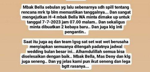 Fakta Bella Bonita tidak hamil duluan (instagram.com/asrileksono_parasasriofficial)