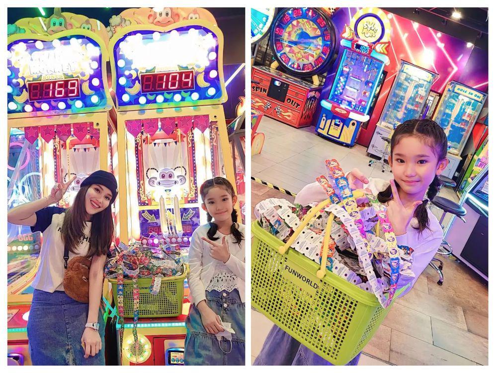 7 Momen Ayu Ting Ting dan Bilqis Main Game Arkade, Seru Abis!