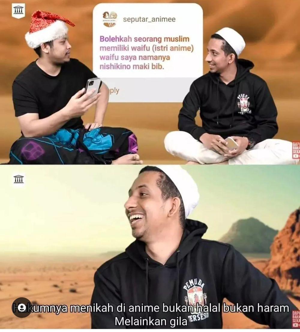 meme pertanyaan nyeleneh ke ustaz (instagram.com/lesmantaxd)