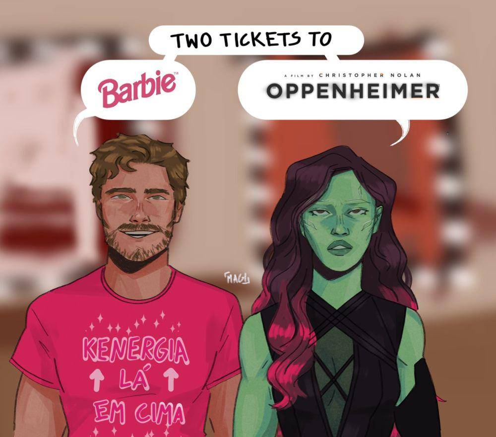 meme nonton Barbie vs Oppenheimer (twitter.com/sipalingmarvel)