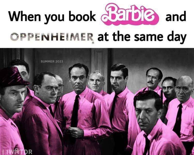 meme nonton Barbie vs Oppenheimer (1cak.com)