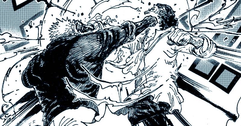 Adegan adu tinju Garp VS Aokiji. (mangaplus.shueisha.co.jp/One Piece)