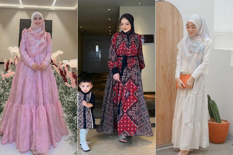 9 Outfit Kondangan Syari ala Artis, Nathalie Holscher Tampil Manis!