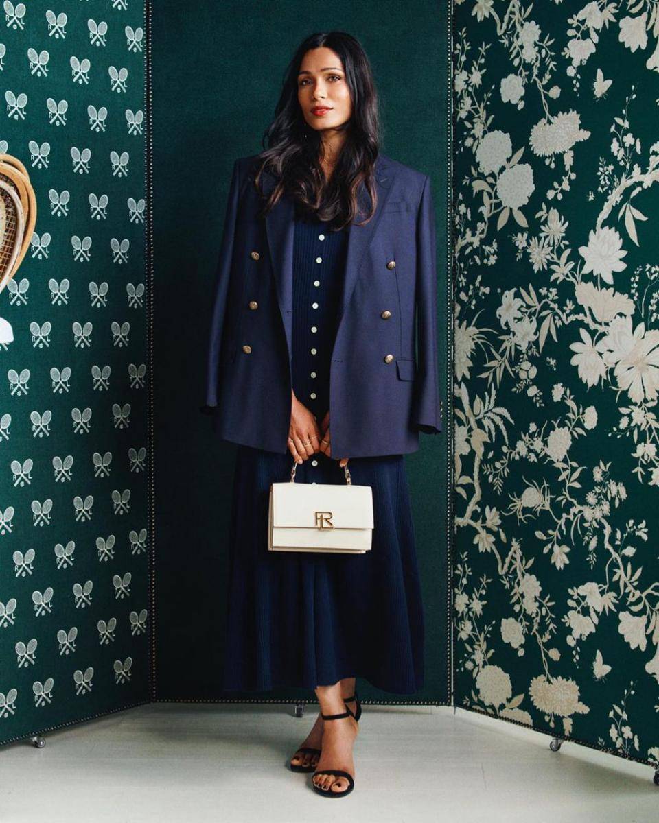 Freida Pinto in Polo Ralph Lauren - Wimbledon 2023 (instagram.com/poloralphlauren)