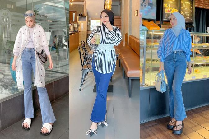 12 Styling Flare Jeans ala Hanifa Lestari, Old Fashion yang Lagi Hits!