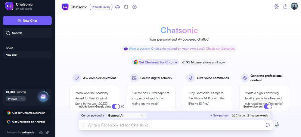 Chatsonic (dok. Chatsonic)