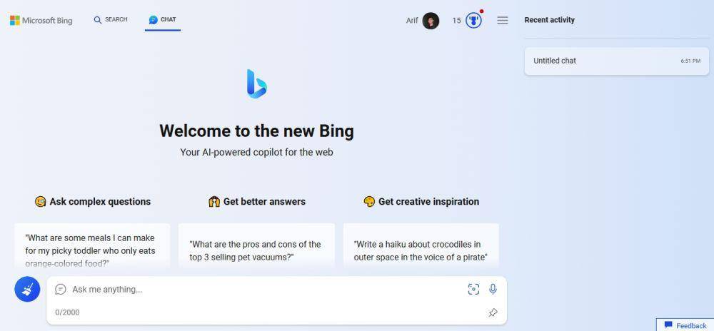 Bing AI Chat (dok. Microsoft)