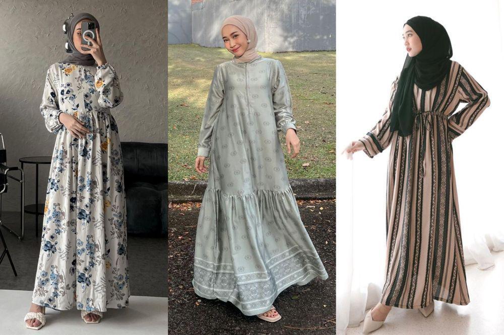 8 Inspirasi Outfit Hijab dengan Dress Motif ala Sinta Sri Antan
