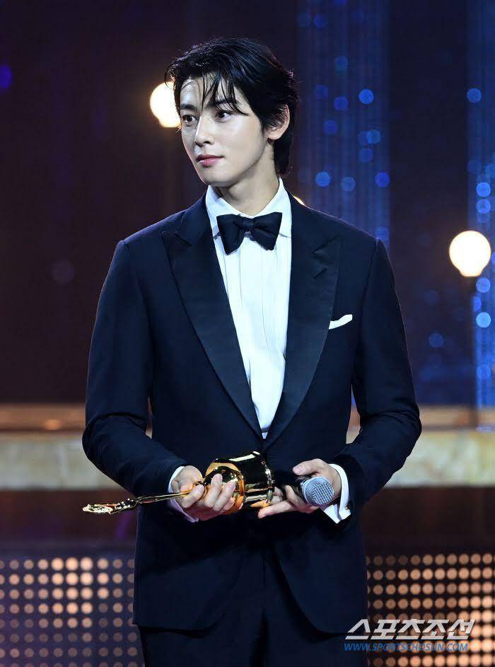 Cha Eun Woo di Blue Dragon Series Awards 2023 (Sportschosun.com)