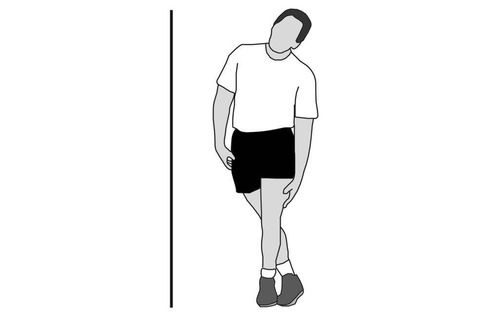 ilustrasi iliotibial band stretch atau peregangan ligamen iliotibial (orthoinfo.aaos.org)