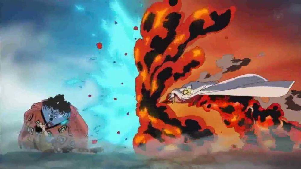 Marco melindungi Luffy dari Akainu. (dok. Toei Animation/One Piece)