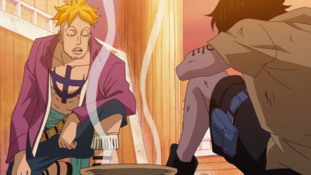 Marco berbicara dengan Ace. (dok. Toei Animation/One Piece)