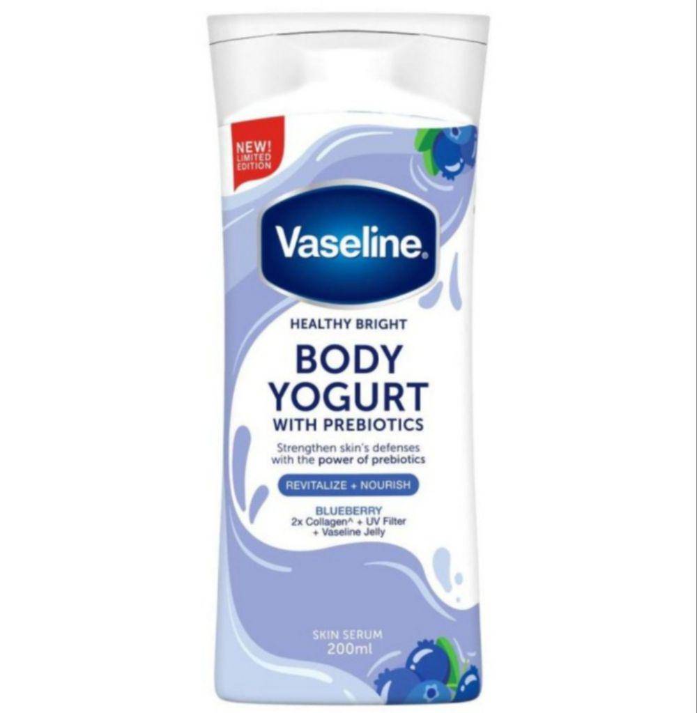 Vaseline Blueberry Body Yogurt with Prebiotics (tokopedia.com/dim_official)