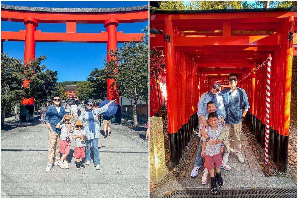 7 Potret Keluarga Tya Ariestya di Fushimi Inari Taisha, Kyoto, Jepang