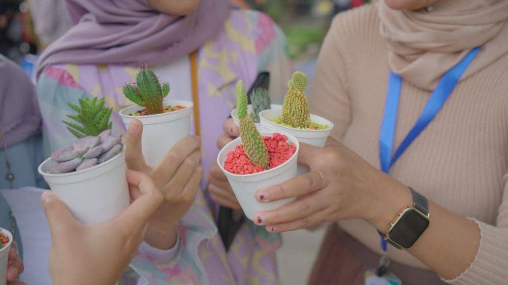Karyawan Bio Farma Tukarkan 99 Kg Botol Plastik Jadi Tanaman Hias