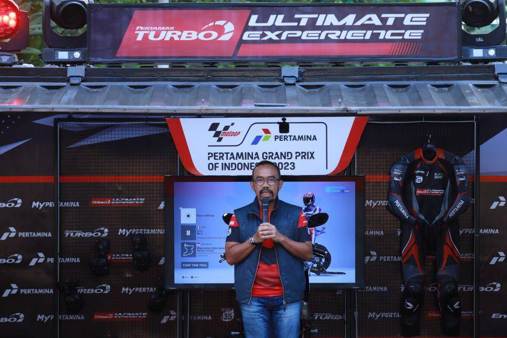 Direktur Utama PT Pertamina Patra Niaga, Riva Siahaan, memberikan sambutan saat Launching Pertamina GP of Indonesia, bertempat di The Space Senayan City, Jakarta, Sabtu 22 Juli 2023. (Dok. Pertamina)