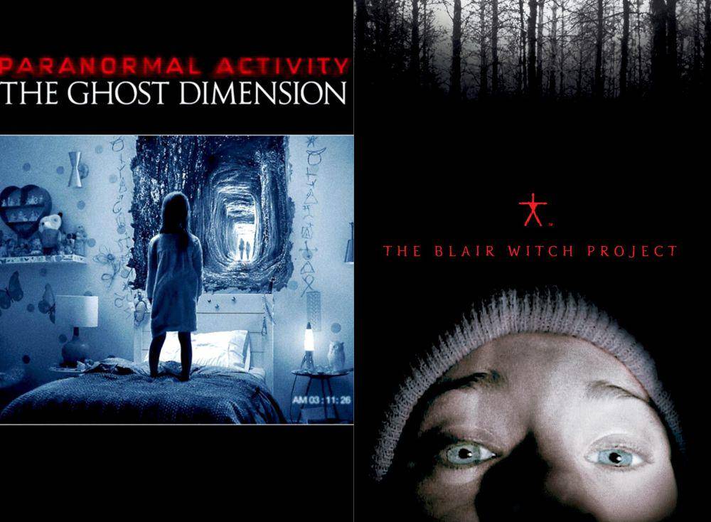 Poster film The Blair Witch Project dan Paranormal Activity.dengan konsep mockumentary (dok.primevideo/Rotten Tomatoes)