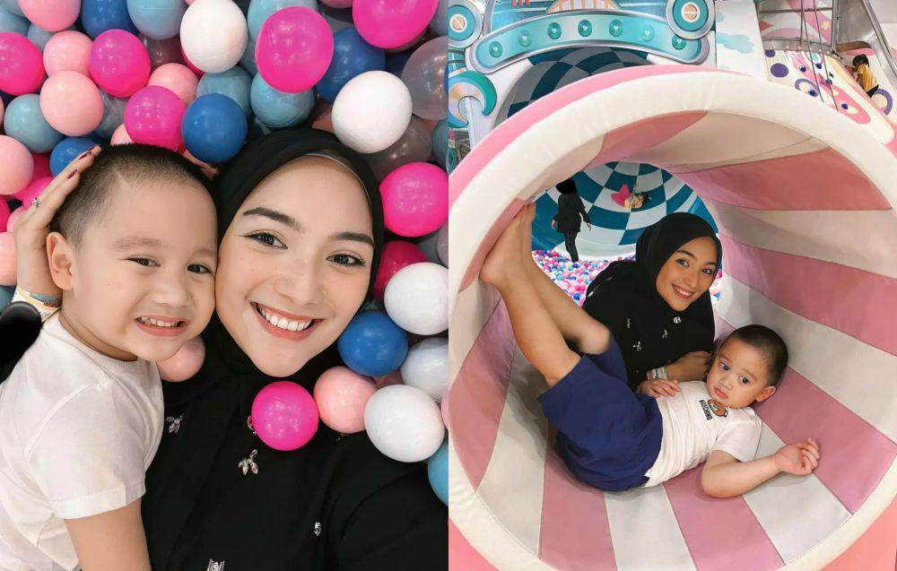 7 Potret Citra Kirana Seru-seruan Bareng Anak di Playground