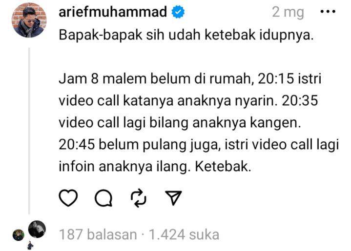 curhatan receh Arief Muhammad (threads.net/ariefmuhammad)