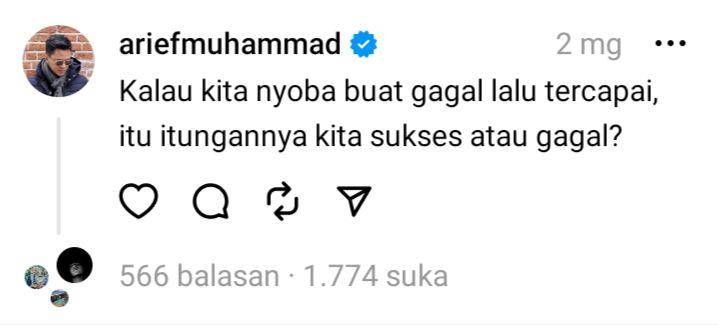 curhatan receh Arief Muhammad (threads.net/ariefmuhammad)