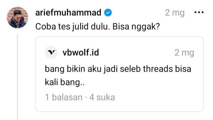 cuitan receh Arief Muhammad (threads.net/ariefmuhammad)