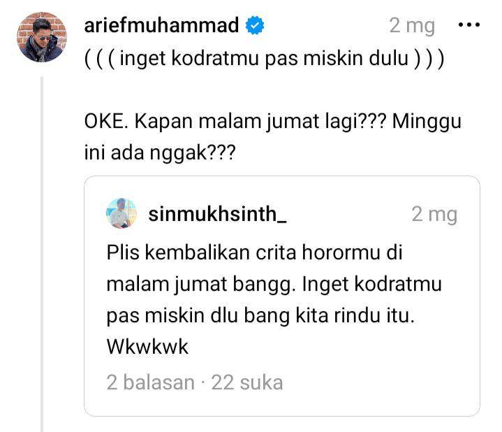 curhatan receh Arief Muhammad (threads.net/ariefmuhammad)