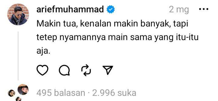 curhatan receh Arief Muhammad (threads.net/ariefmuhammad)