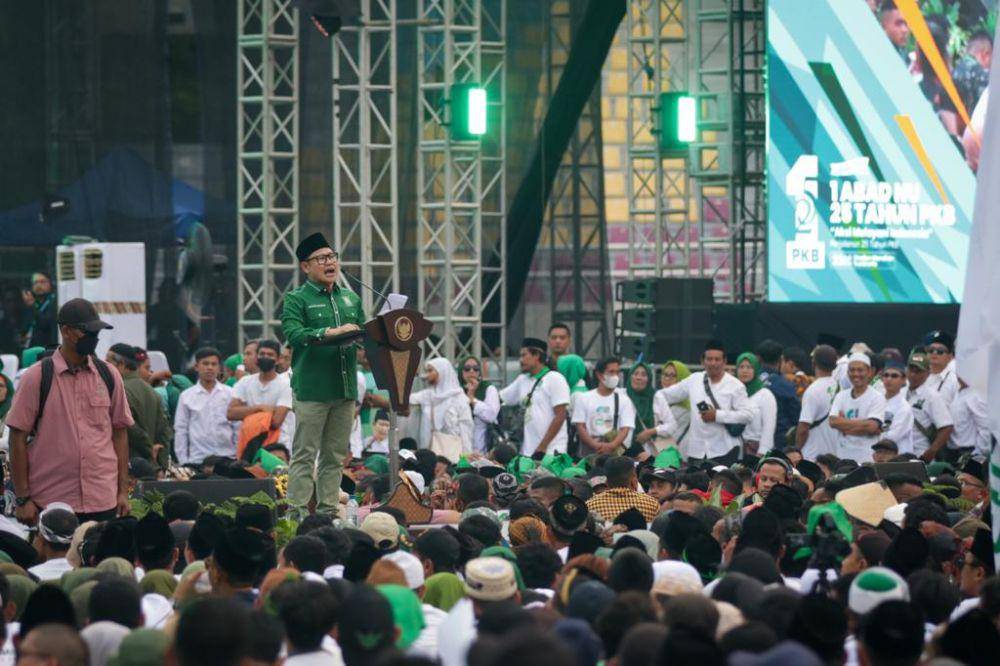 Ketum PKB, Muhaimin Iskandar dalam peringatan Hari Lahir (Harlah) ke-25 PKB di Stadion Manahan Solo, Jawa Tengah pada Minggu (23/7/2023) (dok. PKB)