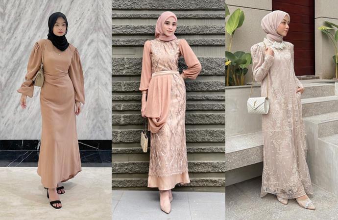11 Inspirasi Dress Kondangan Warna Cokelat, Polos hingga Full Brokat