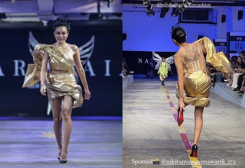 8 Potret Nikita Mirzani di Runway JF3 2023, Mendadak Copot Heels!