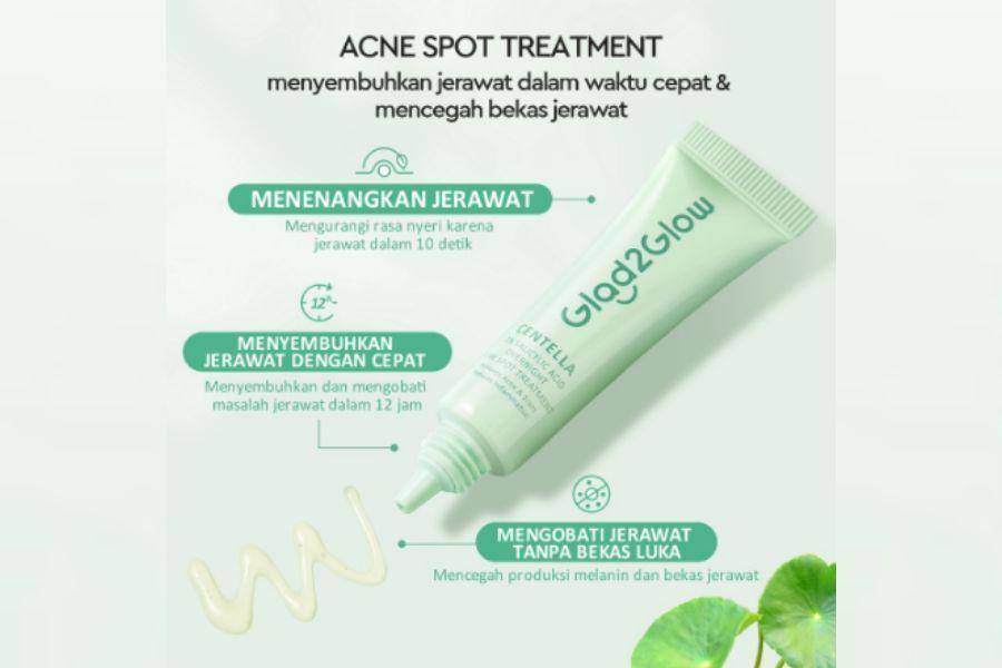 Glad2Glow Centella 2% Salicylic Acid Overnight Acne Spot Cream Treatment (shopee.co.id/Glad2glow Official Store)