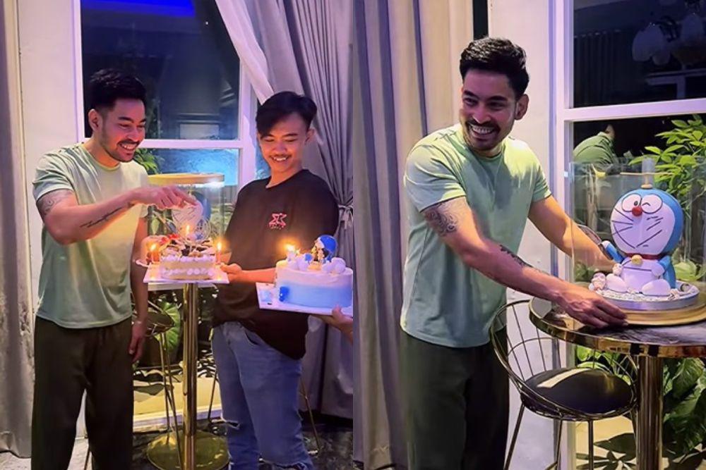 7 Potret Kejutan Ulang Tahun Ke-37 Robby Purba, Dapat Kue Doraemon!