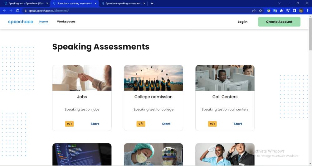 Potret tangkapan layar situs Speechace (speechace.com)