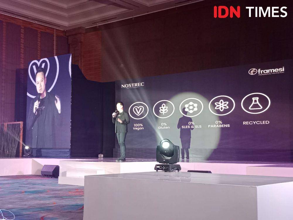 Launching Produk Perawatan Rambut dari Framesi di Jakarta pada Senin (24/7/2023). IDN Times/Adyaning Raras