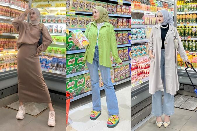 8 OOTD Hijab untuk Grocery Shopping ala Hanifa Lestari, Tampil Modis!