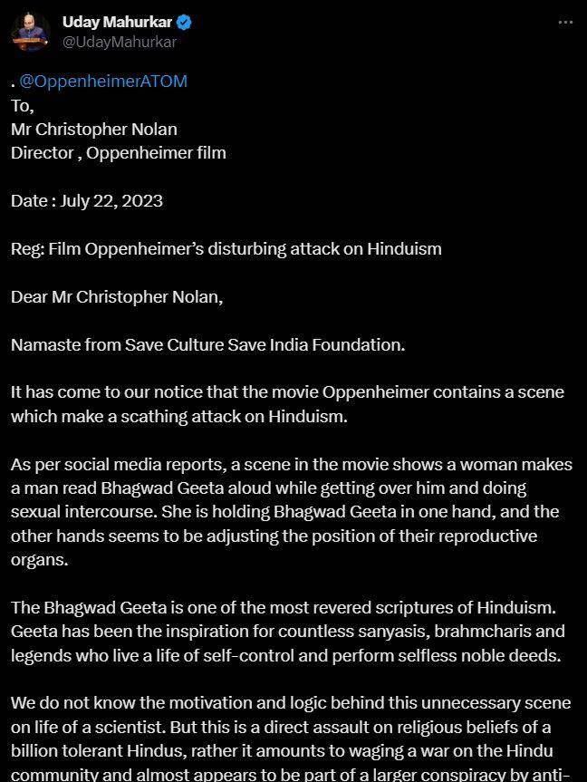 kontroversi Oppenheimer (twitter.com/udaymahurkar)